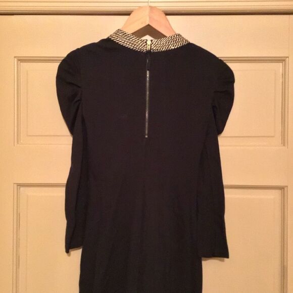 Armani Exchange Y2K Gold Chain-Link Embellished Black Dress Puff Sleeves - Picture 4 of 6